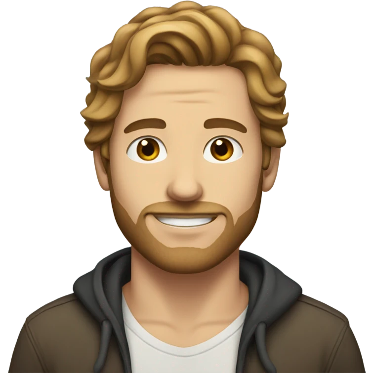 White man with long brown hair and facial stubble  emoji