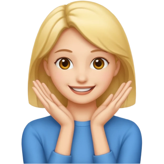 femenine smiling face posing with hands under chin emoji