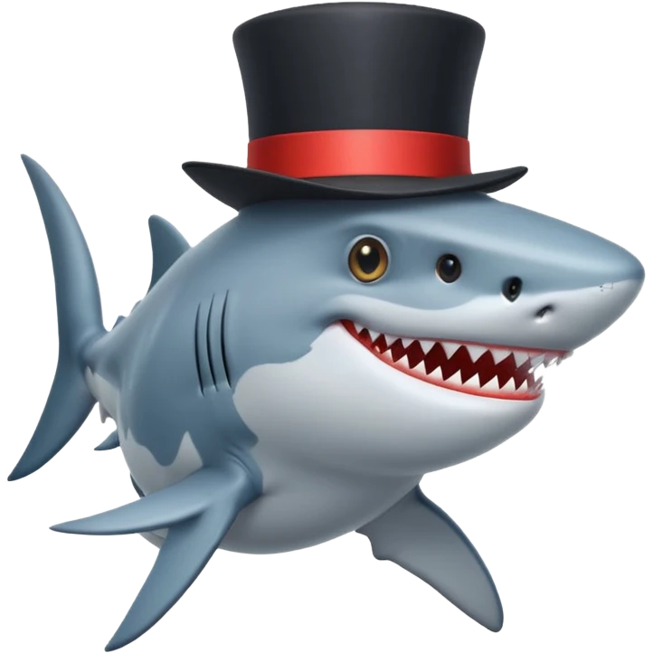 Shark with a top hat emoji