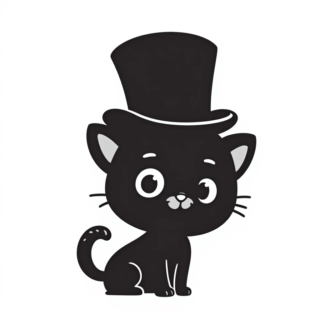 cute cat wearing a formal black top hat emoji