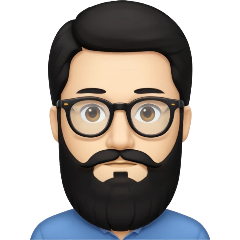 hombre con cabello negro largo barba y lentes emoji