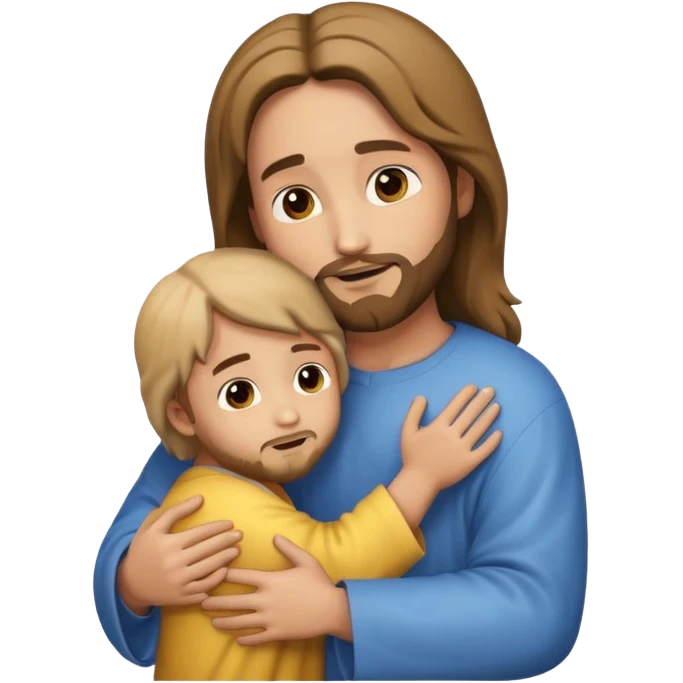 Jesus hugging a child, emoji style emoji