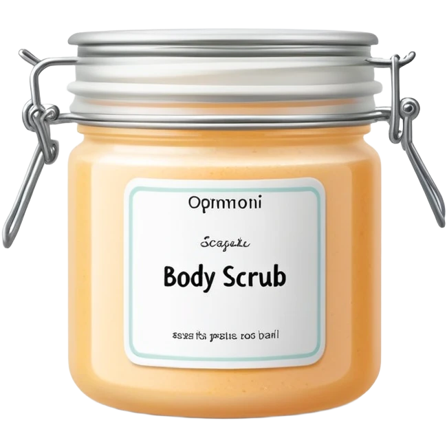body scrub pot with label emoji