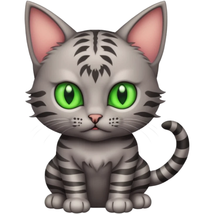Demon grey tabby kitten emoji