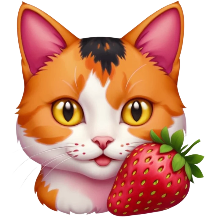 cat eating strawberries emoji