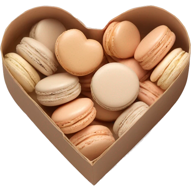 Beige asthetic macarons in a Heart Box emoji
