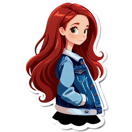 Girl with long red hair and a denim jacket emoji