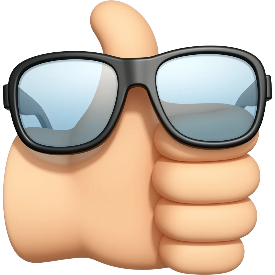 Een schuine duim om  aan te geven dat je het niet weet met een zonnebril aan emoji