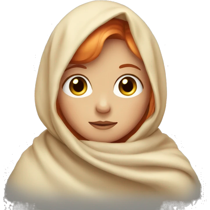 girl with light red hair with a blanket emoji