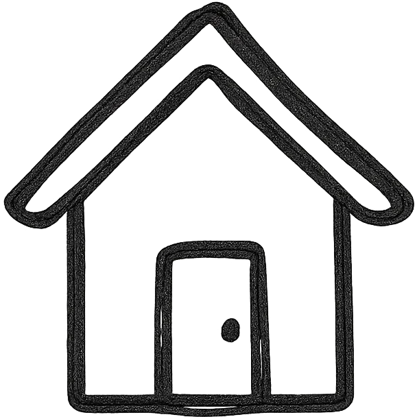 A minimalist black and white house icon for a game, clean lines emoji