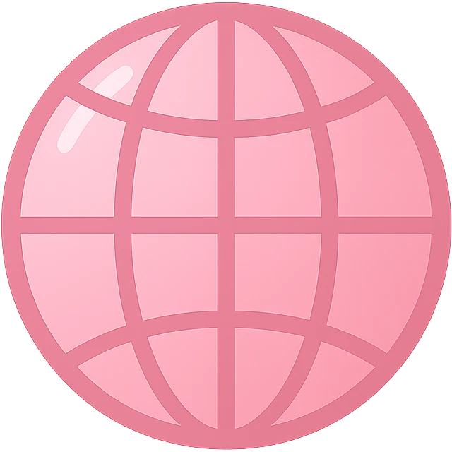 pink globe, subtle shine, soft shadows, smooth gradient emoji