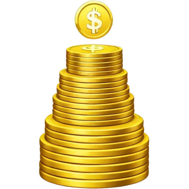 Prompt 2: "you’ve sacrificed and saved…"
Graphic: 💰 Coin stack (white) with top coin glowing yellow.
Animation: Coins stack up, top coin pulses.
Background: Transparent.
 emoji