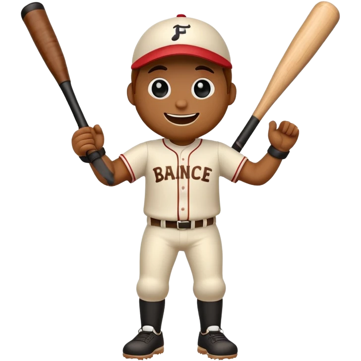 Animated baseball bat with a face, arms and legs doing a happy dance emoji