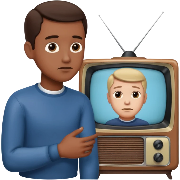 a man Infront of a vintage TV emoji