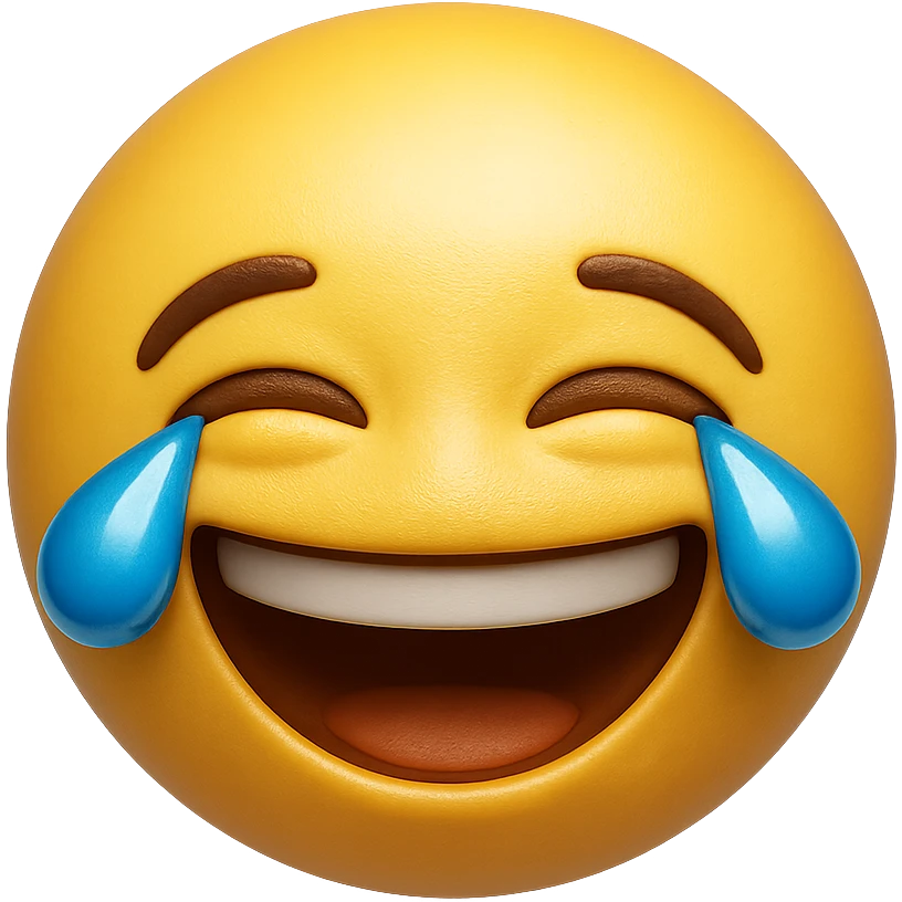 emoji stile iphone che ride, iperrealistico 4k emoji