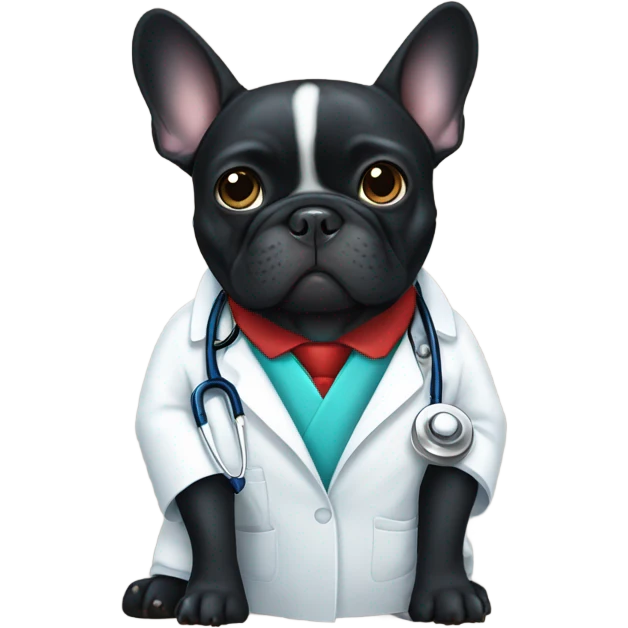 Black French bulldog doctor emoji