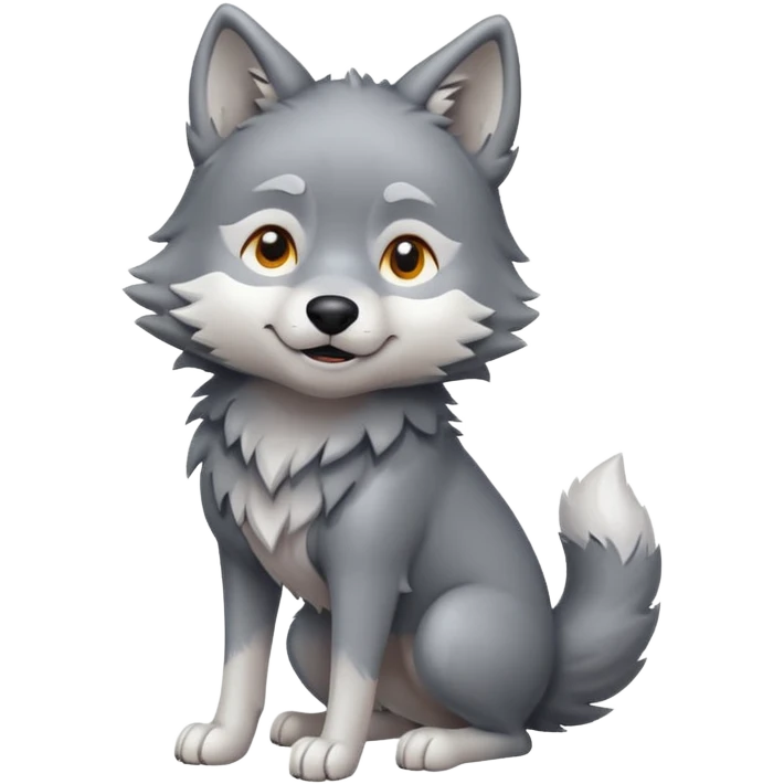 Create a single emoji of a Wolf in full body, shown at a slight side angle in a natural, characteristic pose. Cute and stylized like an emoji, but clearly recognizable.
 emoji