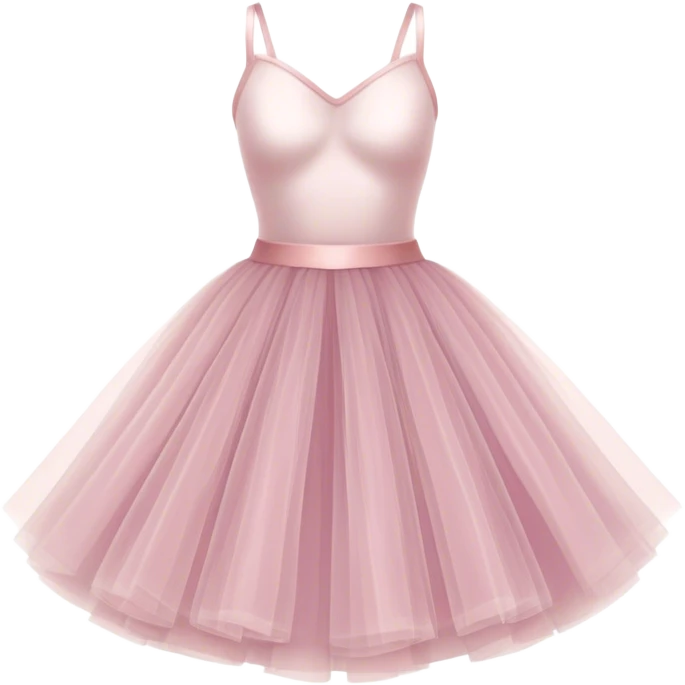 Cinematic Realistic Tutu, layers of fine, soft tulle forming a voluminous and airy skirt, delicate folds catching the light, slightly frayed edges adding authenticity, glowing softly with a warm and ethereal elegance. emoji