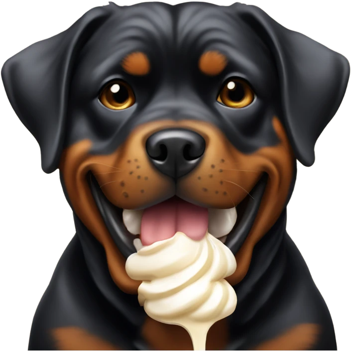 Rottweiler eating whipped cream  emoji