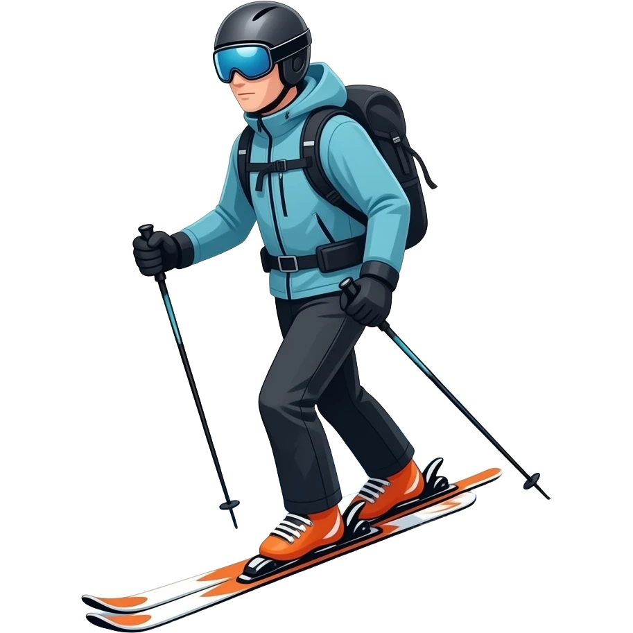 skitouring skier walking up the mountain emoji