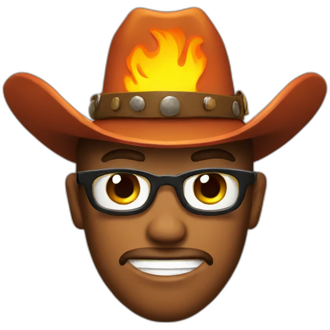 emoji cowboy with flaming hat emoji