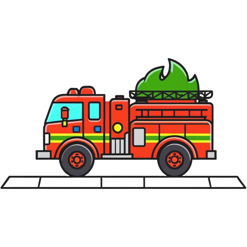 Firefighter with green fire truck emoji