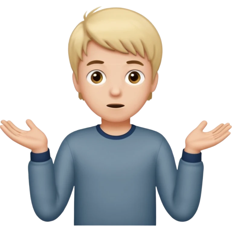 A boy shrugging with 6 over one hand and 7 over the other emoji