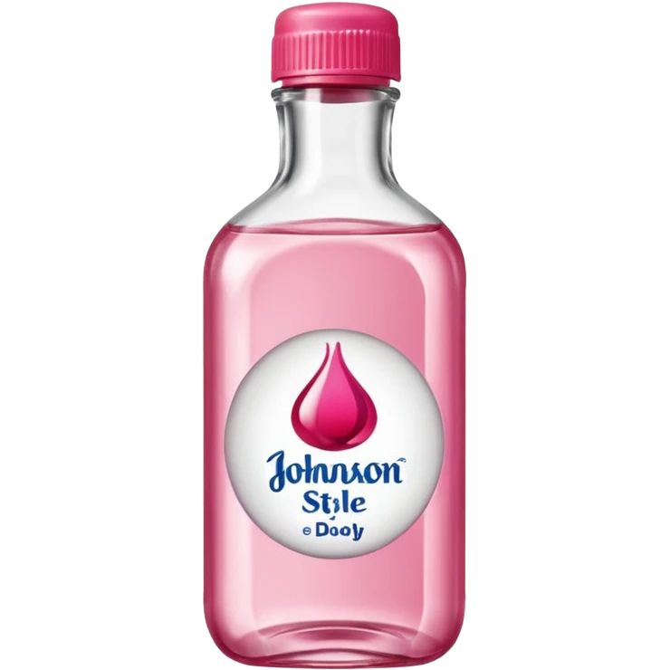 realistic Johnson and Johnson style bottle pink cap pink logo clear bottle with berry party logo with diddy oil and a berry on top bottle emoji