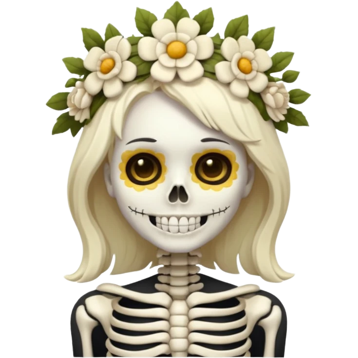skeleton woman with flower crown emoji