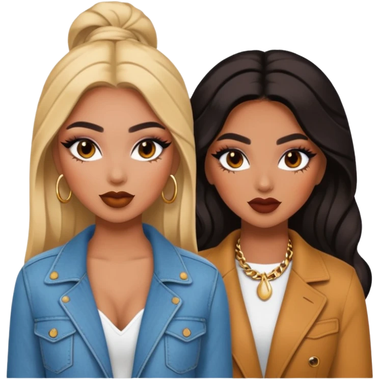 Boujy baddie best friends, trendy heavy makeup emoji