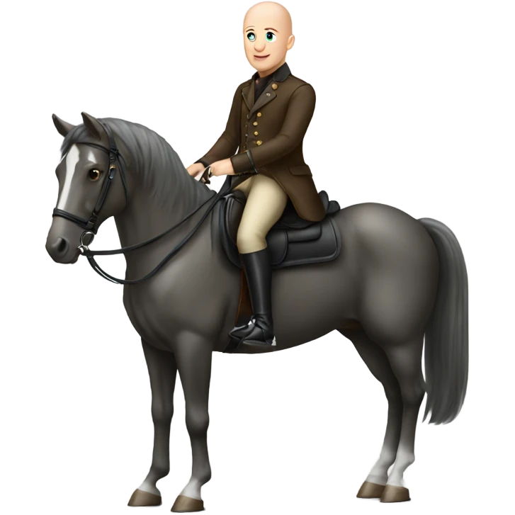 Bald man in riding clothes on horse emoji