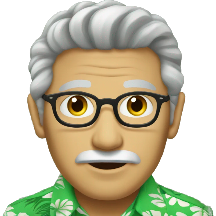 Elder Hawaiian shirt green eyes emoji