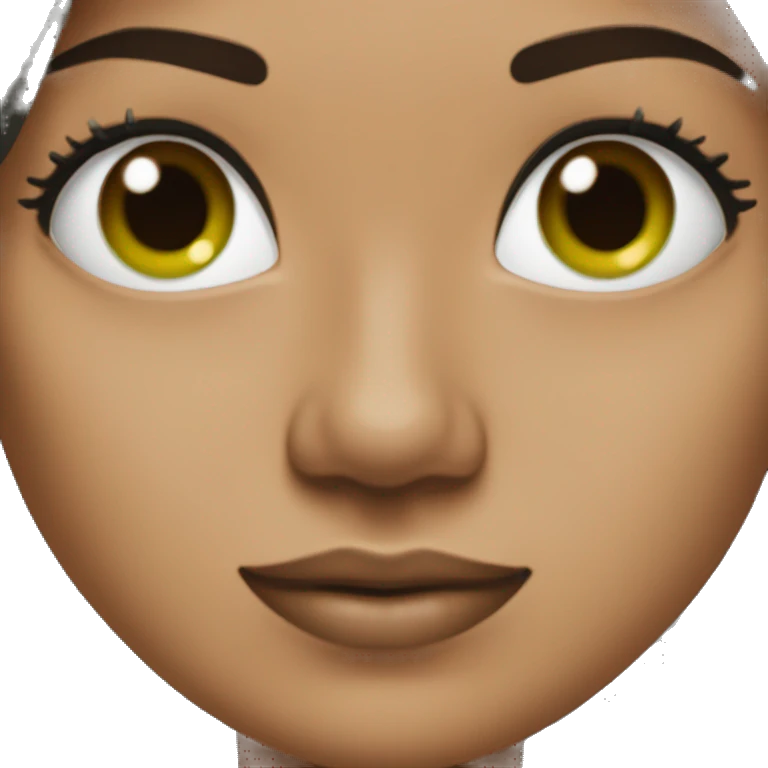 mujer pelo negro,  ojos verdes y espejuelos ,blanca emoji