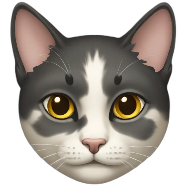 a cat with brass eyes color, and with a black hair emoji