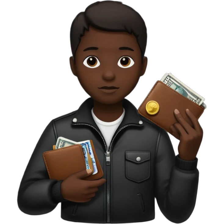 wallet with coins and a person silhouette above emoji