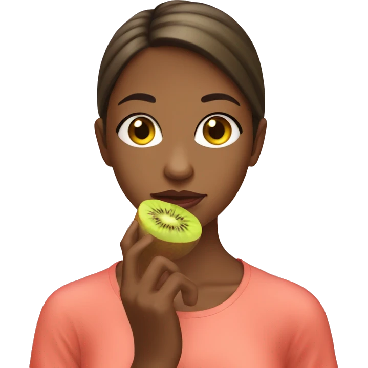teen girl eating the fruit kiwi emoji