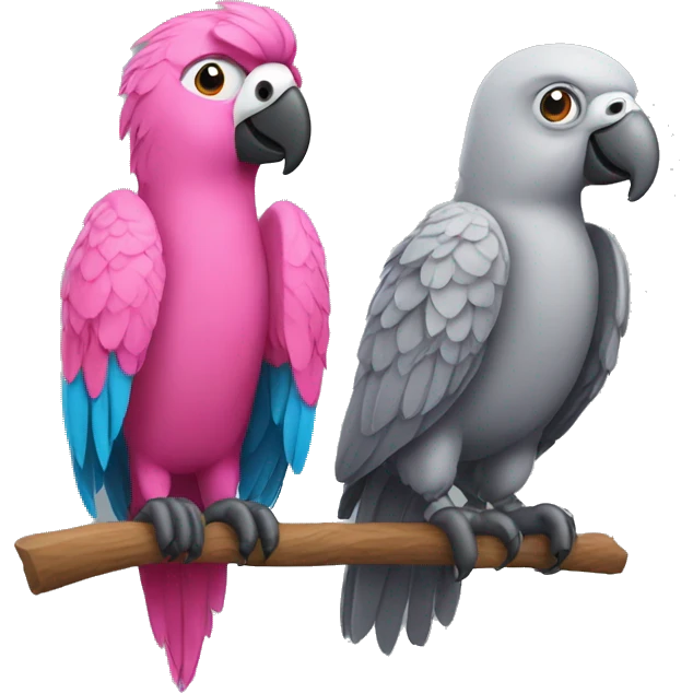 Pink parrot and gray parrot emoji