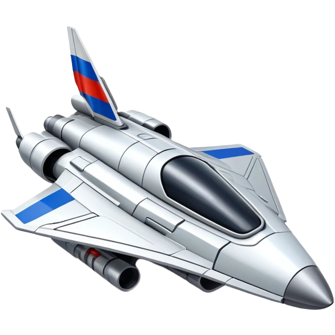 Futuristic war spaceship with Russian flag colors, sleek design emoji