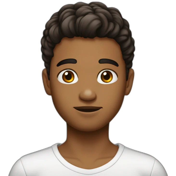 Garçon cheveux noirs court lisse yeux bruns foncés emoji
