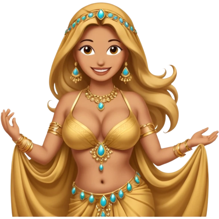 naked bellydancer with very massive breasts, giant cleavage emoji