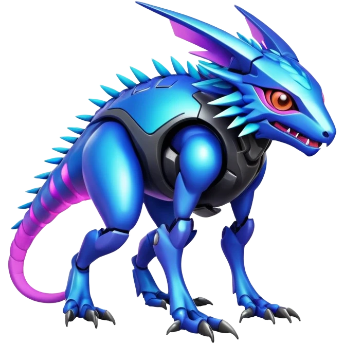  exotic colorful futuristic modern cyber-Fakémon-Digimon-Trico-Vernid-creature emoji
