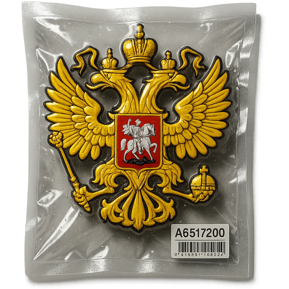 classic Russian coat of arms, double-headed eagle with crowns, scepter, orb, shield with Saint George, glossy and puffy emoji