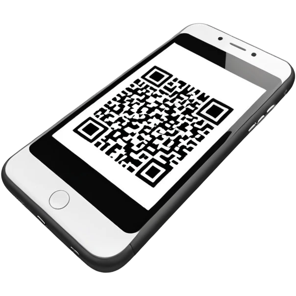 smartphone with QR code displayed on screen emoji