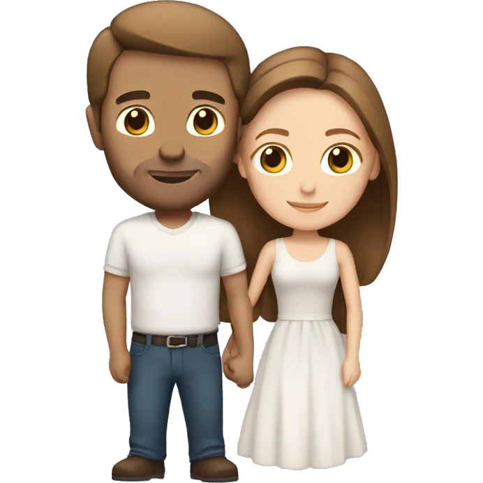 A white couple both with brown hair in love  emoji
