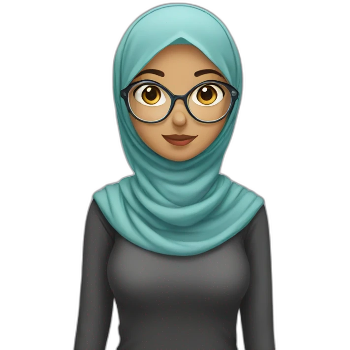 Hijabi girl with glass emoji