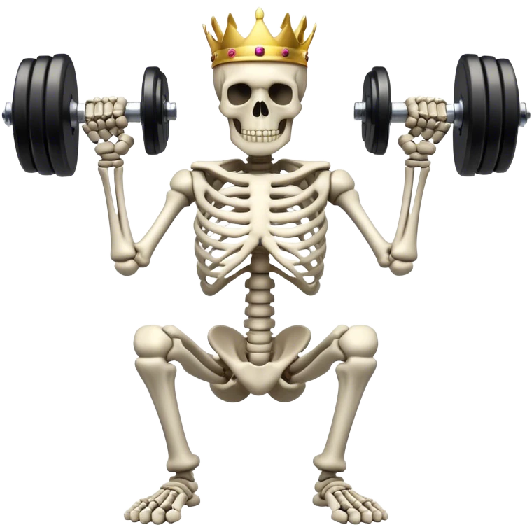 A skeleton pici king up dumbbells emoji