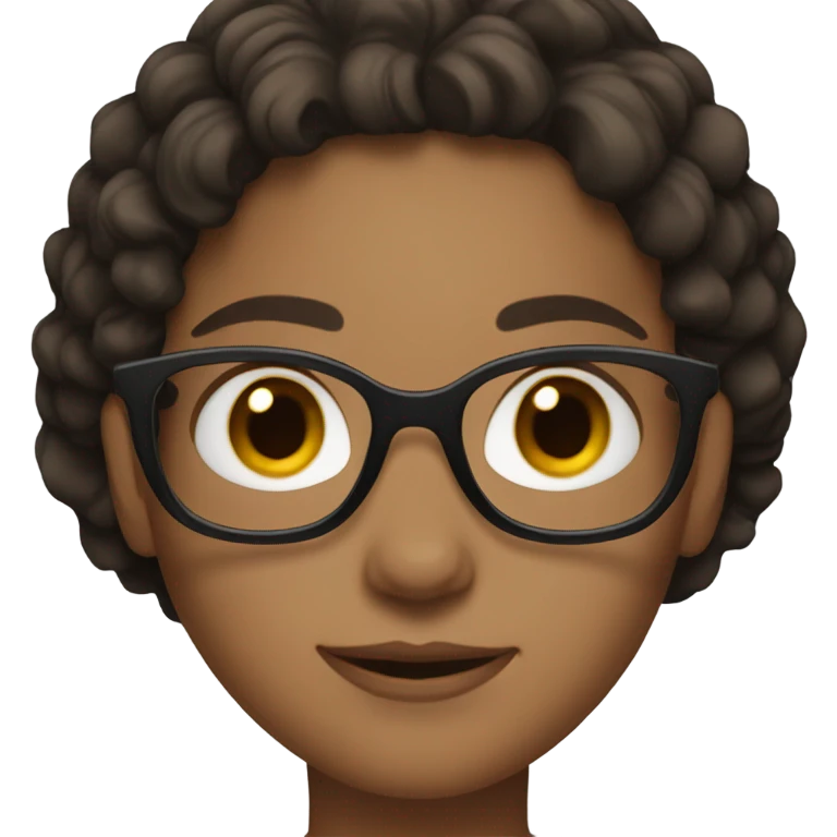 a girl with short dark brown hair and brown eyes and glasses emoji