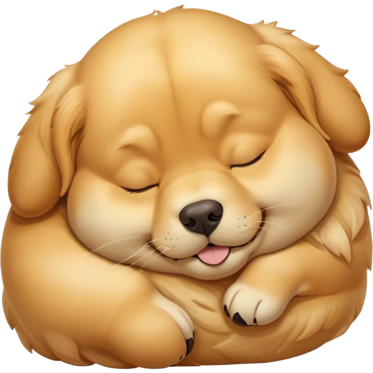 Cinematic Meme-Worthy Chubby Sleeping Golden Retriever Portrait Emoji, Head resting peacefully with a contented smile, featuring a delightfully chubby build and a luxuriously soft golden coat, eyes shut in a serene nap, Simplified yet hilariously adorable features, highly detailed, glowing with a soft, drowsy light, high shine, relaxed and utterly lovable, stylized with an air of playful laziness, bright and endearing, soft glowing outline, capturing the essence of a comically sleepy companion, so meme-worthy it feels like it could instantly become the next viral sensation of adorable slumber! emoji
