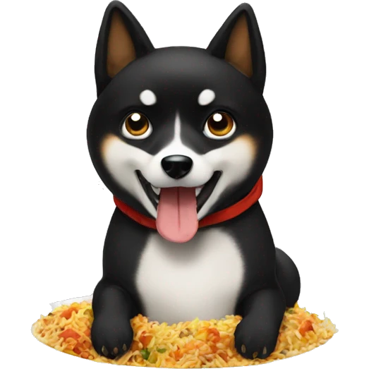 Black shibainu-eating-biriyani emoji