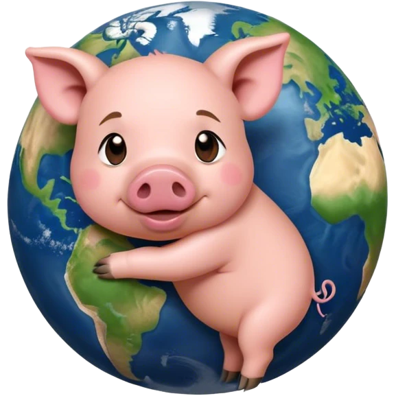 Pig hugging earth emoji